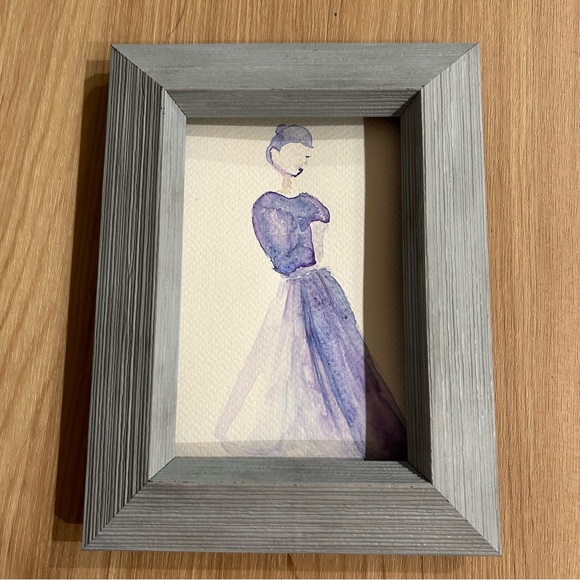 Hand painted watercolor purple woman - Picture 1 of 5